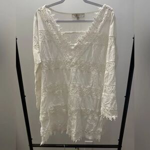 Pranella White Crochet Beach Cover Up